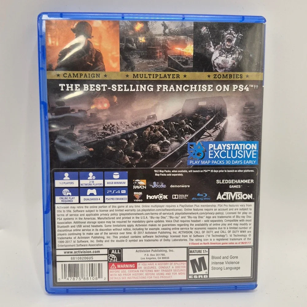 Call of Duty WWII PS4 PlayStation 4 Activision Sledgehammer Games 2017 CIB